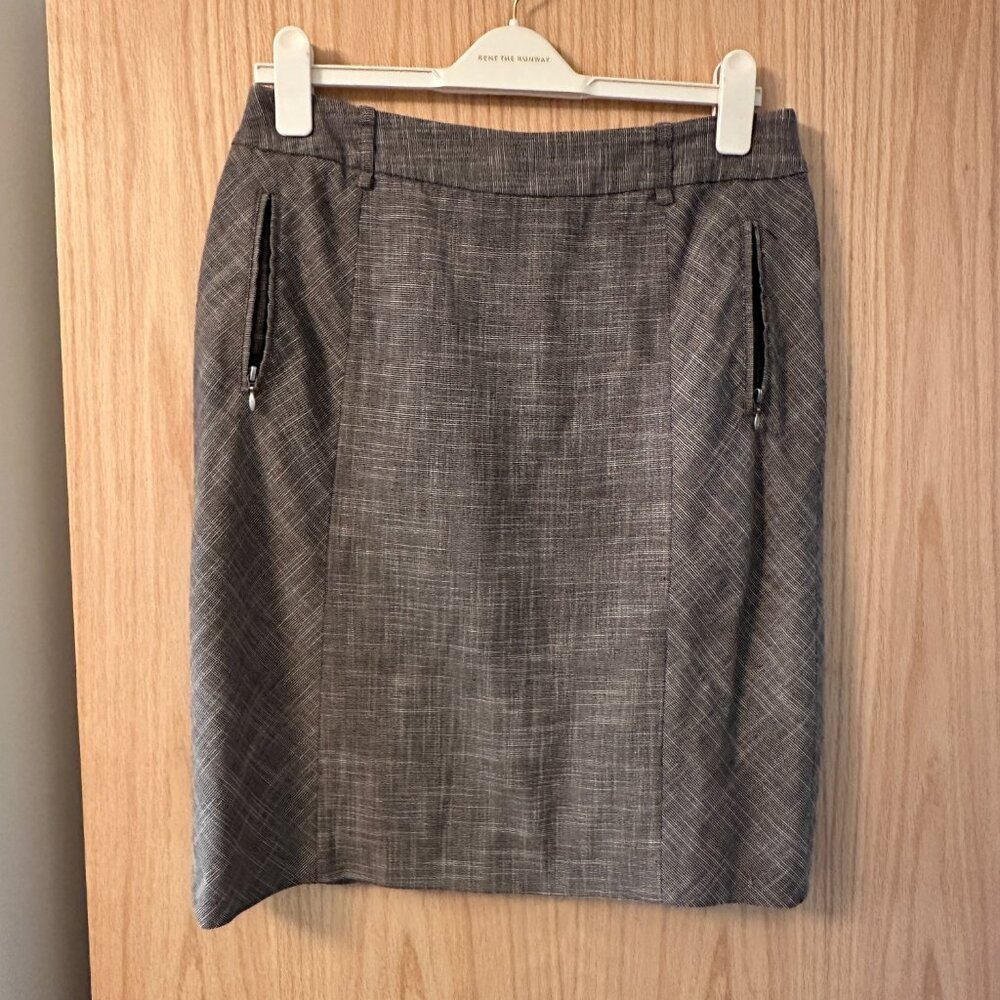 DKNYC Plaid Pencil Skirt With Pockets - Gray / Black - Career Office Skirt - 10